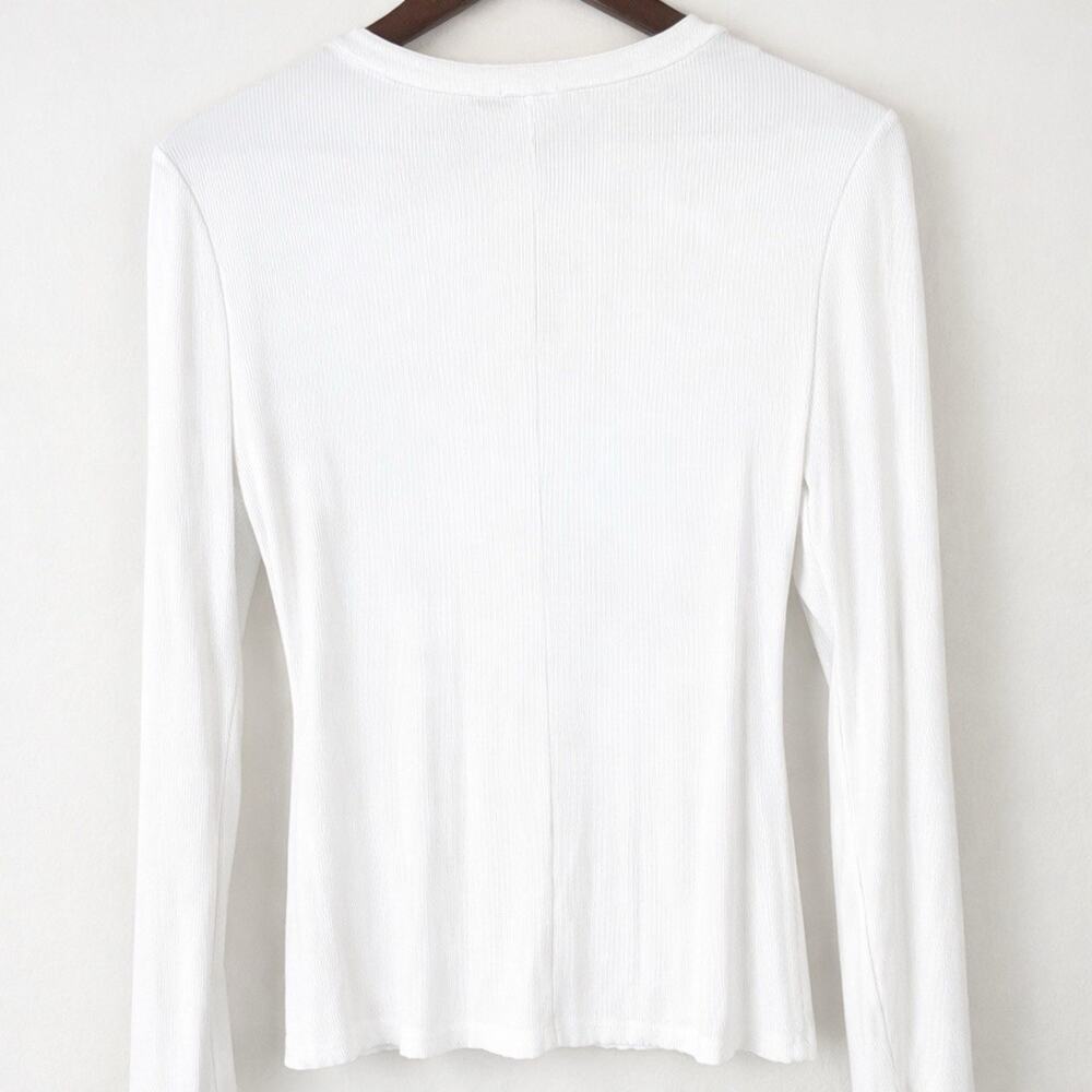 Superdown White Ribbed Button Front Long Sleeve T… - image 5